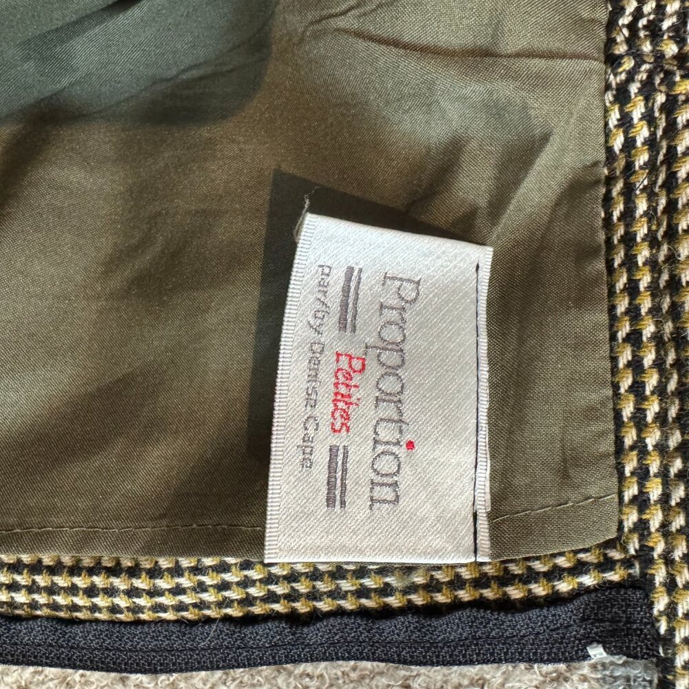 Vintage PROPORTION PETITES Pleated Houndstooth Midi Wool Skirt - Size S - Picture 10 of 11